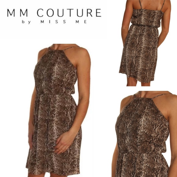 MM Couture Dresses & Skirts - MM Couture Brown Animal Print High Neck Dress